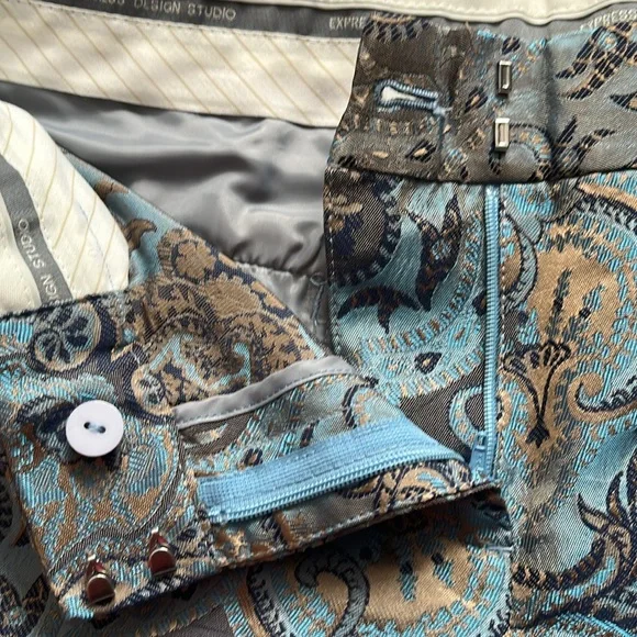 Express Brocade Satin Slacks 8 wide leg - Picture 5 of 9